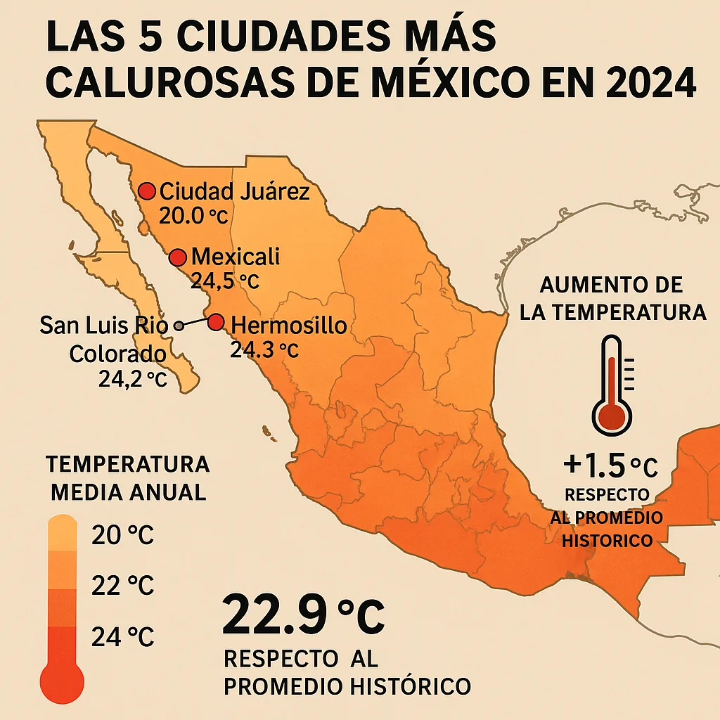 ???? México rompe récord de calor en 2024: ciudades del norte superan los 50  °C y expertos advierten crisis climática – Realidades